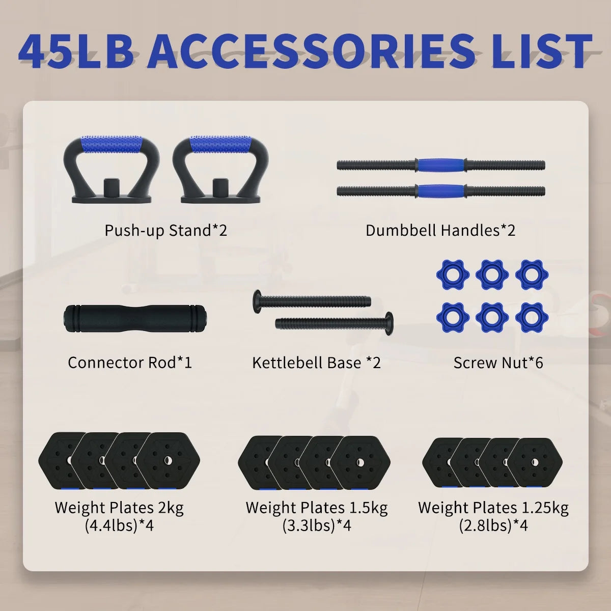 Adjustable Dumbbells Set, 25/35/45/55/65/75 Lbs Free Weight Set with Connector, 4 In1 Dumbbells Set Used as Barbell, Kettlebells, Push up Stand, Fitness Exercises for Home Gym Men/Women