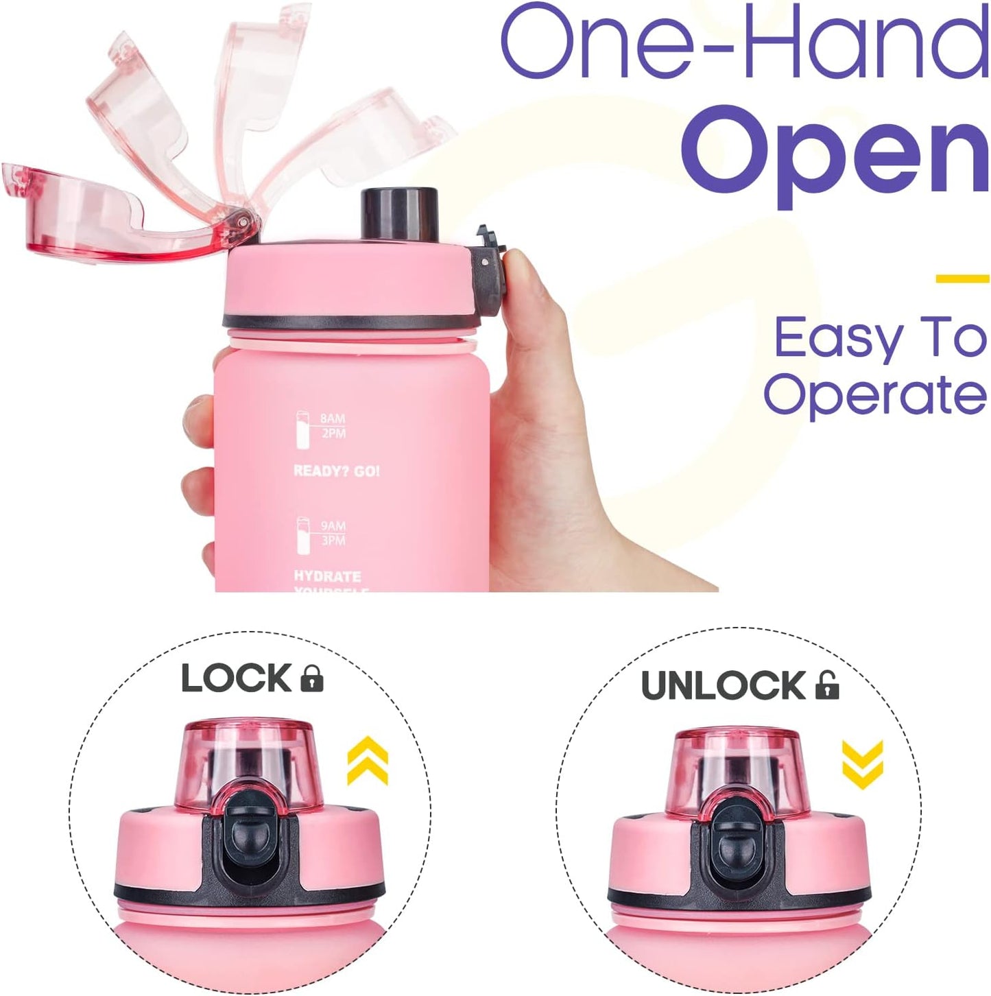 32Oz Motivational Water Bottle with Times & Removable Strainer to Drink, Resuable Leakproof BPA Free Sports Water Jug to Remind You Drink More Water-Pink/Red Gradient