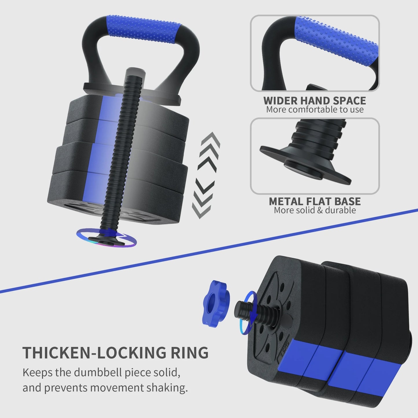 Adjustable Dumbbells Set, 25/35/45/55/65/75 Lbs Free Weight Set with Connector, 4 In1 Dumbbells Set Used as Barbell, Kettlebells, Push up Stand, Fitness Exercises for Home Gym Men/Women