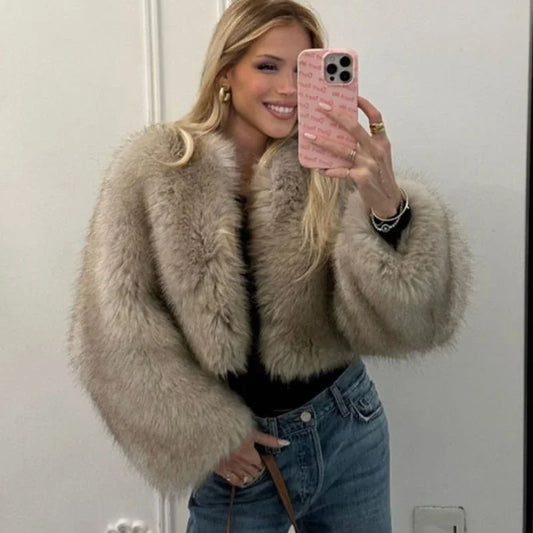  "Winter Chic: The Ultimate Fashion Fluffy Faux Fur Coat for Women" 