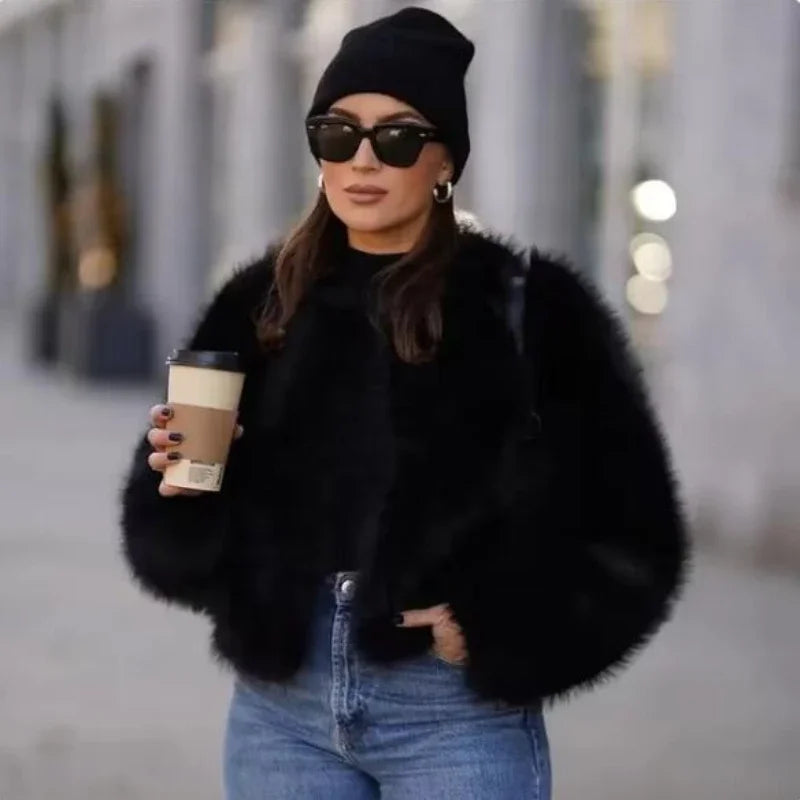  "Winter Chic: The Ultimate Fashion Fluffy Faux Fur Coat for Women" 