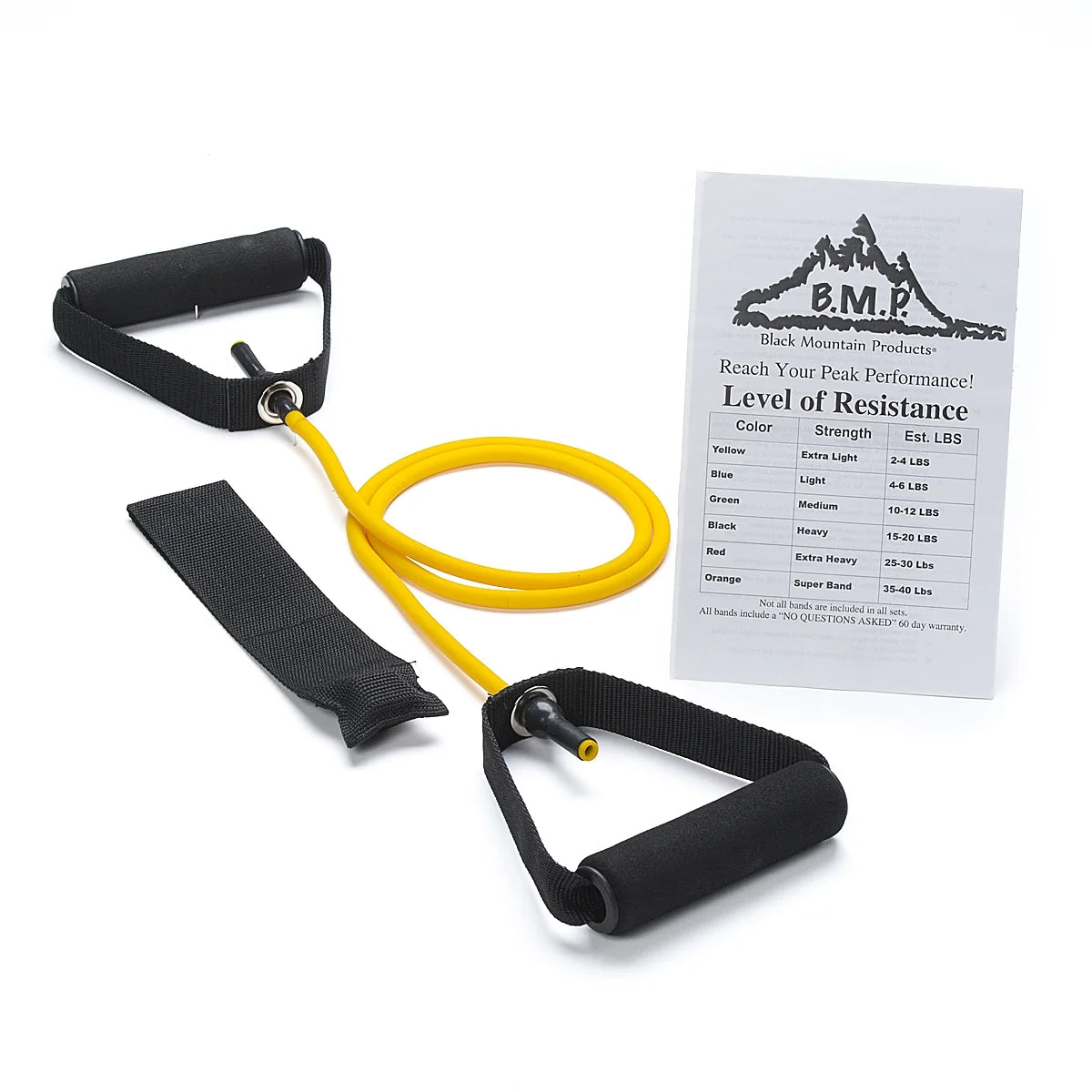 Single Resistance Band with Door Anchor and Starter Guide Included, Yellow